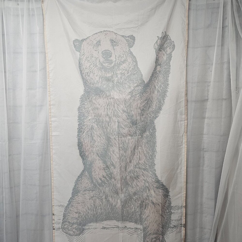 Grizzly Bear Shower Curtain Brown Tan Gorpcore Camping Wildlife Narrow - Picture 4 of 5